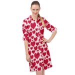 Hearts Valentine Pattern Seamless Long Sleeve Mini Shirt Dress