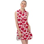 Hearts Valentine Pattern Seamless Sleeveless Shirt Dress