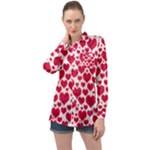 Hearts Valentine Pattern Seamless Long Sleeve Satin Shirt