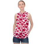 Hearts Valentine Pattern Seamless High Neck Satin Top