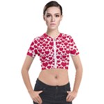 Hearts Valentine Pattern Seamless Short Sleeve Cropped Jacket