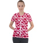 Hearts Valentine Pattern Seamless Short Sleeve Zip Up Jacket