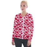 Hearts Valentine Pattern Seamless Velvet Zip Up Jacket