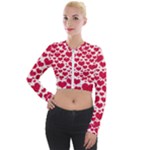 Hearts Valentine Pattern Seamless Long Sleeve Cropped Velvet Jacket