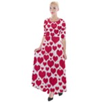 Hearts Valentine Pattern Seamless Half Sleeves Maxi Dress