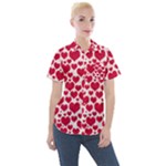 Hearts Valentine Pattern Seamless Women s Short Sleeve Pocket Shirt