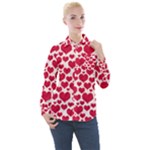 Hearts Valentine Pattern Seamless Women s Long Sleeve Pocket Shirt