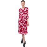 Hearts Valentine Pattern Seamless Ruffle End Midi Chiffon Dress