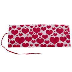 Hearts Valentine Pattern Seamless Roll Up Canvas Pencil Holder (S) from ArtsNow.com