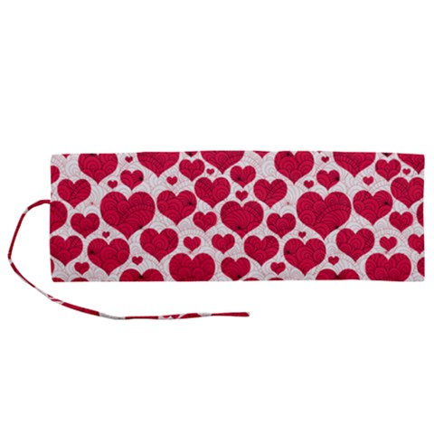 Hearts Valentine Pattern Seamless Roll Up Canvas Pencil Holder (M) from ArtsNow.com