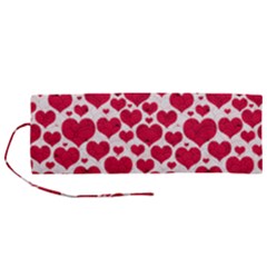 Hearts Valentine Pattern Seamless Roll Up Canvas Pencil Holder (M) from ArtsNow.com