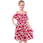 Hearts Valentine Pattern Seamless Kids  Cut Out Shoulders Chiffon Dress