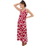 Hearts Valentine Pattern Seamless V-Neck Chiffon Maxi Dress