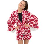 Hearts Valentine Pattern Seamless Long Sleeve Kimono