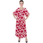 Hearts Valentine Pattern Seamless V-Neck Boho Style Maxi Dress