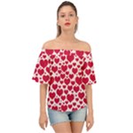 Hearts Valentine Pattern Seamless Off Shoulder Short Sleeve Top