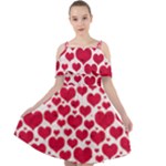 Hearts Valentine Pattern Seamless Cut Out Shoulders Dress