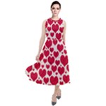 Hearts Valentine Pattern Seamless Round Neck Boho Dress