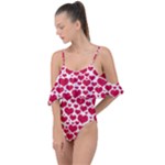 Hearts Valentine Pattern Seamless Drape Piece Swimsuit