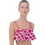 Hearts Valentine Pattern Seamless Frill Bikini Top