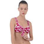 Hearts Valentine Pattern Seamless Front Tie Bikini Top