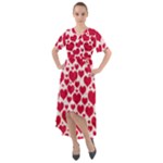 Hearts Valentine Pattern Seamless Front Wrap High Low Dress