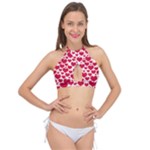 Hearts Valentine Pattern Seamless Cross Front Halter Bikini Top