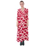 Hearts Valentine Pattern Seamless Button Up Maxi Dress