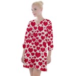 Hearts Valentine Pattern Seamless Open Neck Shift Dress