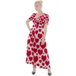 Hearts Valentine Pattern Seamless Button Up Short Sleeve Maxi Dress