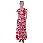 Hearts Valentine Pattern Seamless Flutter Sleeve Maxi Dress