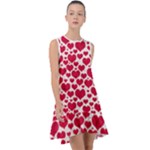 Hearts Valentine Pattern Seamless Frill Swing Dress