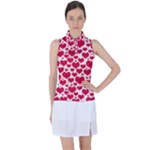 Hearts Valentine Pattern Seamless Women s Sleeveless Polo T-Shirt