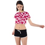 Hearts Valentine Pattern Seamless Tie Back Short Sleeve Crop T-Shirt