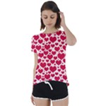 Hearts Valentine Pattern Seamless Short Sleeve Open Back T-Shirt