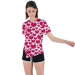 Hearts Valentine Pattern Seamless Asymmetrical Short Sleeve Sports T-Shirt