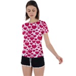 Hearts Valentine Pattern Seamless Back Circle Cutout Sports T-Shirt