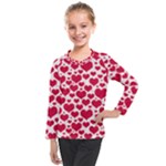 Hearts Valentine Pattern Seamless Kids  Long Mesh T-Shirt