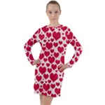 Hearts Valentine Pattern Seamless Long Sleeve Hoodie Dress