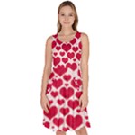 Hearts Valentine Pattern Seamless Knee Length Skater Dress With Pockets