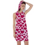 Hearts Valentine Pattern Seamless Racer Back Hoodie Dress