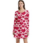 Hearts Valentine Pattern Seamless Long Sleeve Velour Skater Dress