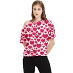 Hearts Valentine Pattern Seamless One Shoulder Cut Out T-Shirt