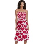 Hearts Valentine Pattern Seamless Knee-Length Strapless Bra Top Dress