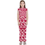 Hearts Valentine Pattern Seamless Kids  Sleeveless Ruffle Edge Band Collar Chiffon One Piece