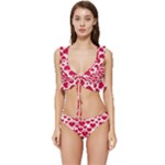 Hearts Valentine Pattern Seamless Low Cut Ruffle Edge Bikini Set