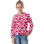 Hearts Valentine Pattern Seamless Kids  Long Sleeve T-Shirt with Frill 