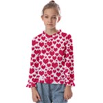 Hearts Valentine Pattern Seamless Kids  Frill Detail T-Shirt