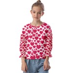 Hearts Valentine Pattern Seamless Kids  Cuff Sleeve Top