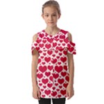 Hearts Valentine Pattern Seamless Fold Over Open Sleeve Top